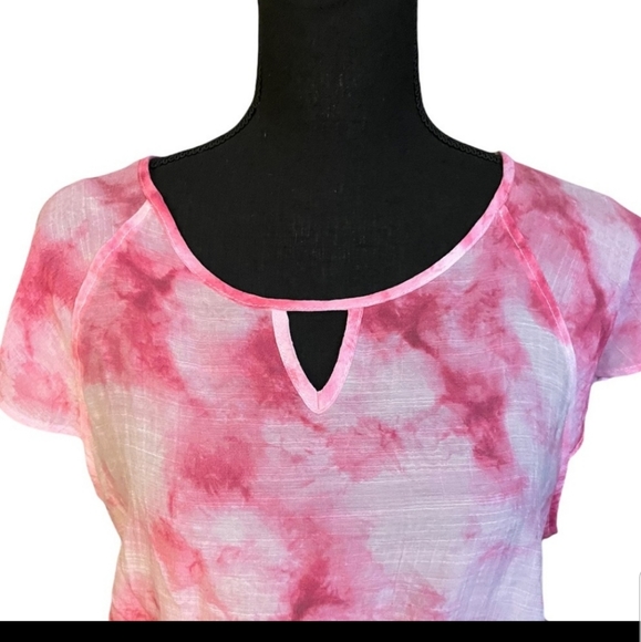 Counterparts Tie Dye Peplum Style Short Sleeve Blouse Top, size M - Picture 13 of 16